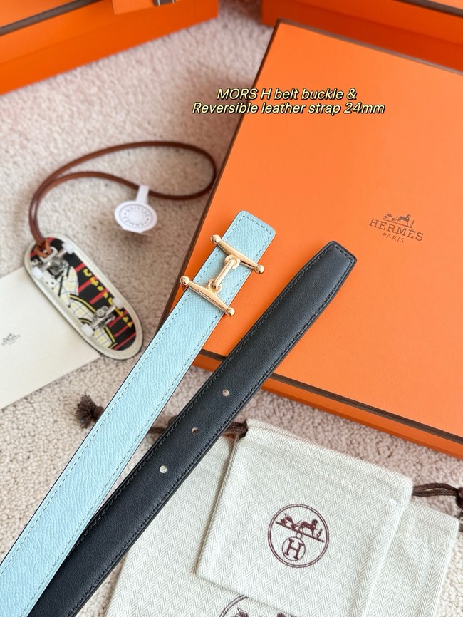 Hermes Epsom calfskin double-sided leather belt 65995