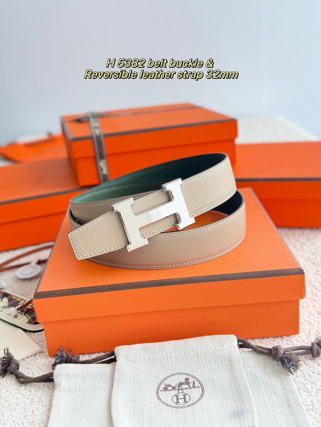 Hermes Epsom calfskin double-sided leather belt 66003