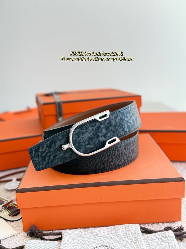 Hermes Epsom calfskin double-sided leather belt 66010