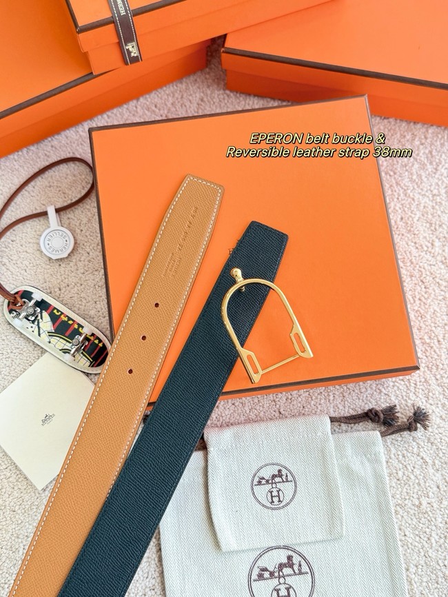 Hermes Epsom calfskin double-sided leather belt 66010