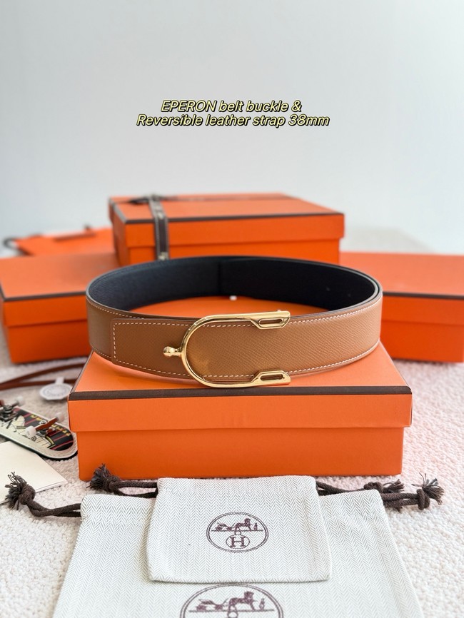 Hermes Epsom calfskin double-sided leather belt 66011