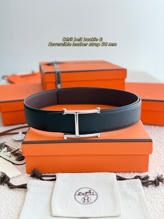 Hermes Epsom calfskin double-sided leather belt 66015