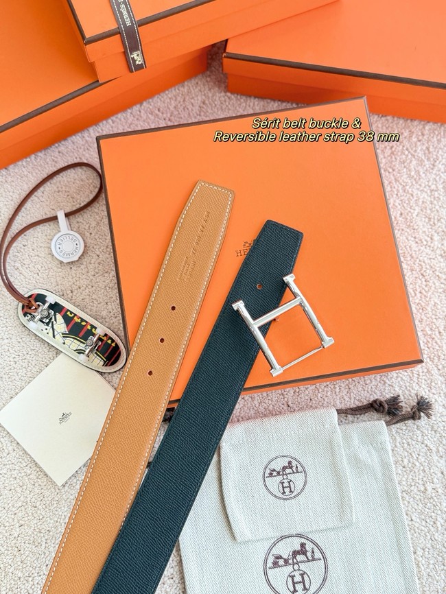 Hermes Epsom calfskin double-sided leather belt 66017