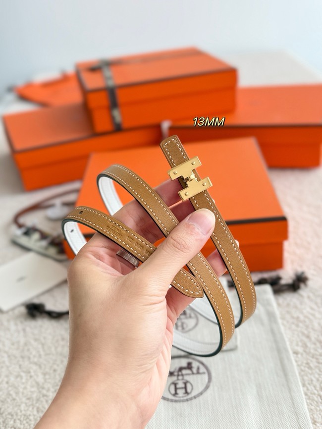 Hermes Swift & Epsom calfskin double-sided leather belt 66024