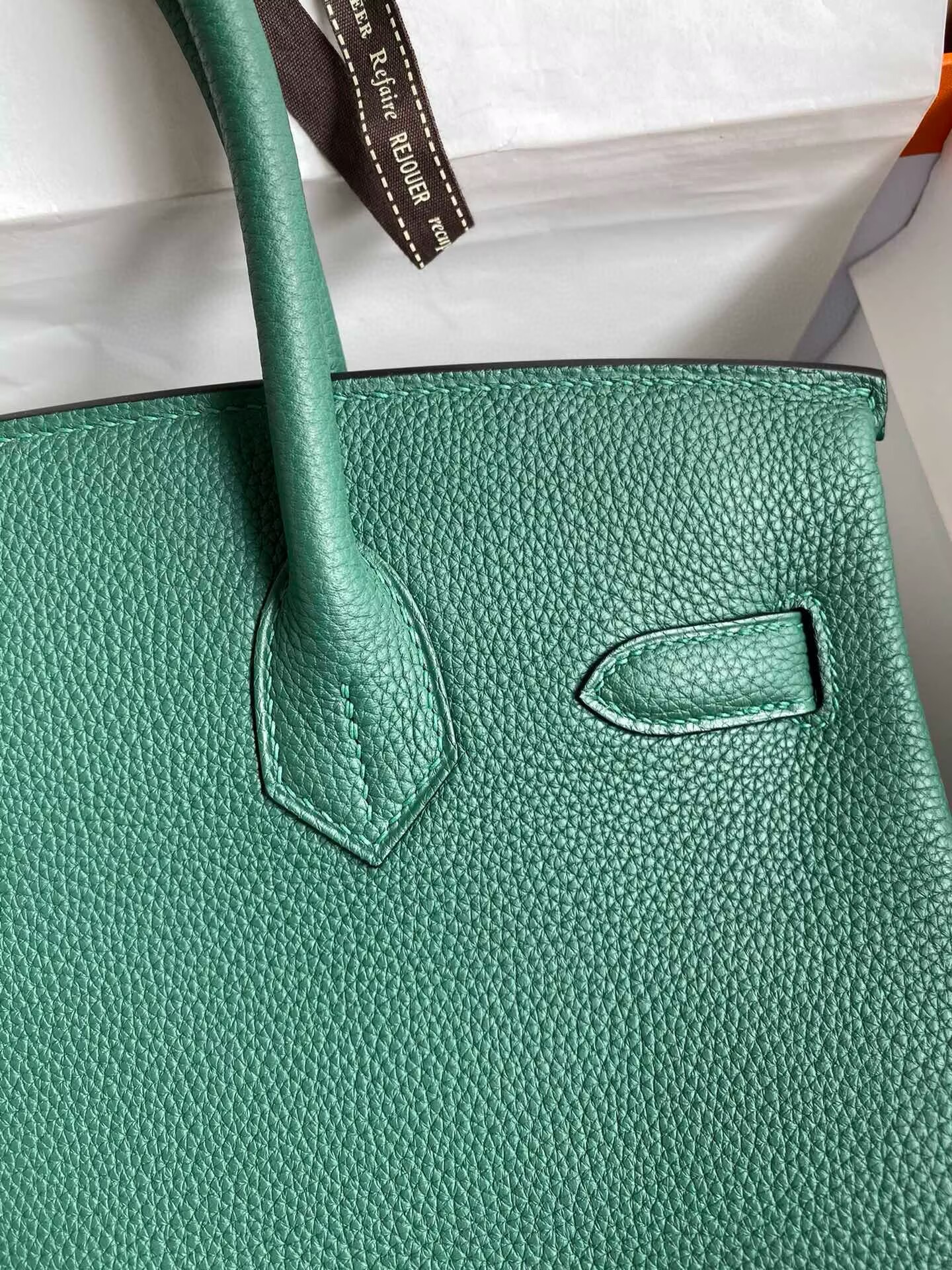 Hermes Birkin Original Togo Leather Bag 5588 Green Gold-Tone