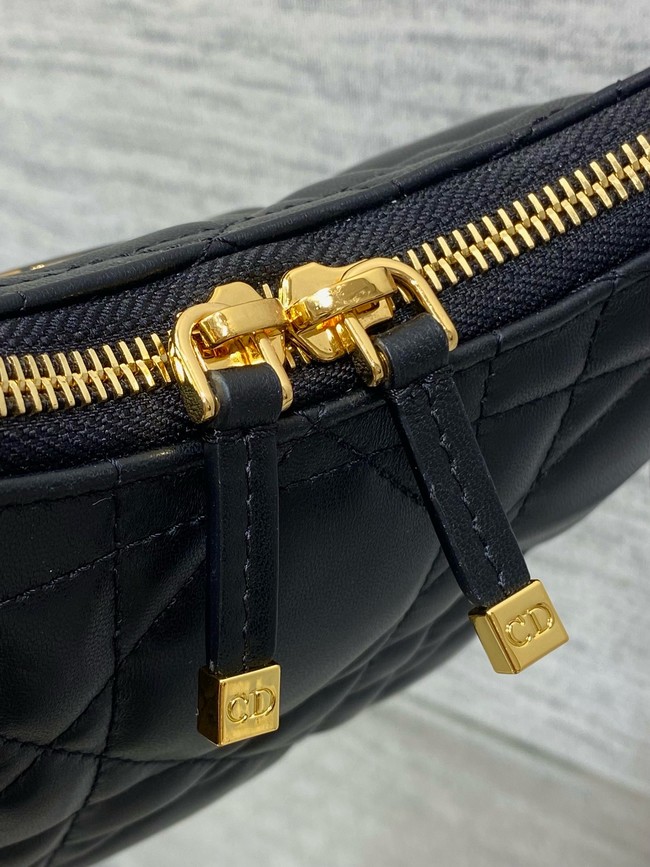 Miss Caro Diorling Mini Bag with Chain Black Macrocannage Lambskin S5253U