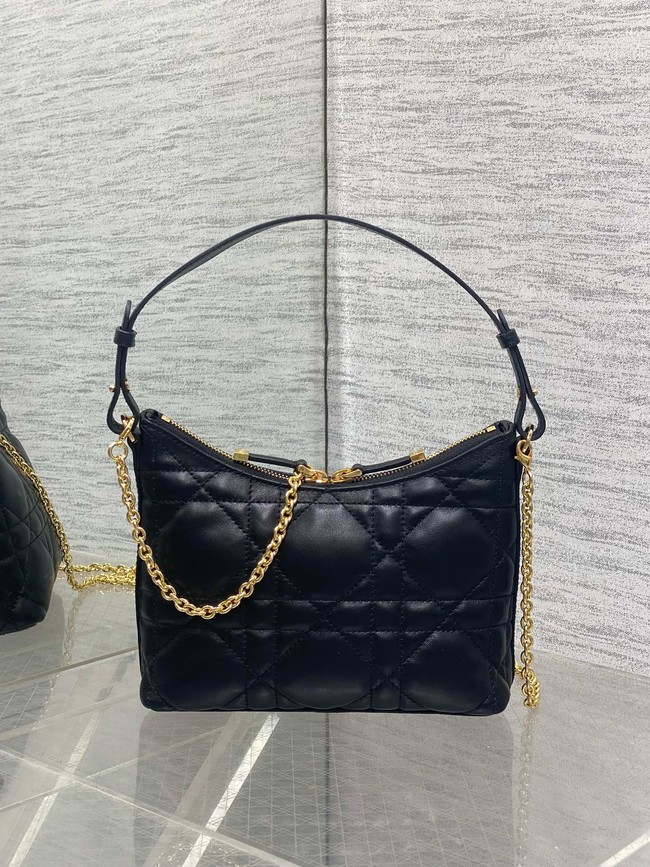 Miss Caro Diorling Mini Bag with Chain Black Macrocannage Lambskin S5253U