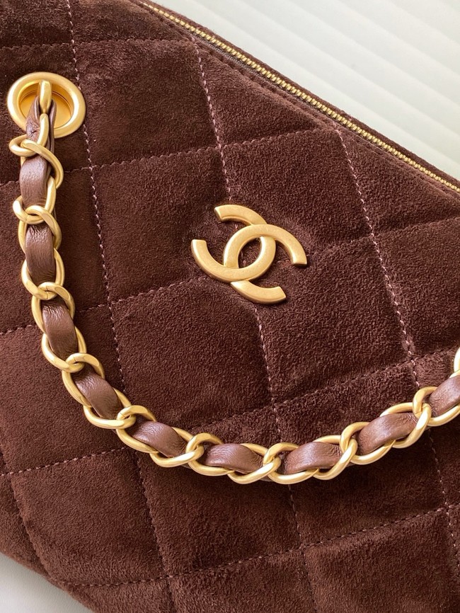 CHANEL Small Bowling Bag Suede AS5792 burgundy