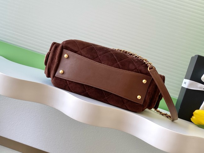 CHANEL Small Bowling Bag Suede AS5792 burgundy