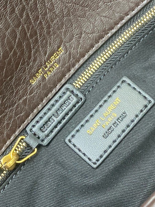 Saint Laurent CALYPSO SMALL IN GRAINED LAMBSKIN 734153 daek brown