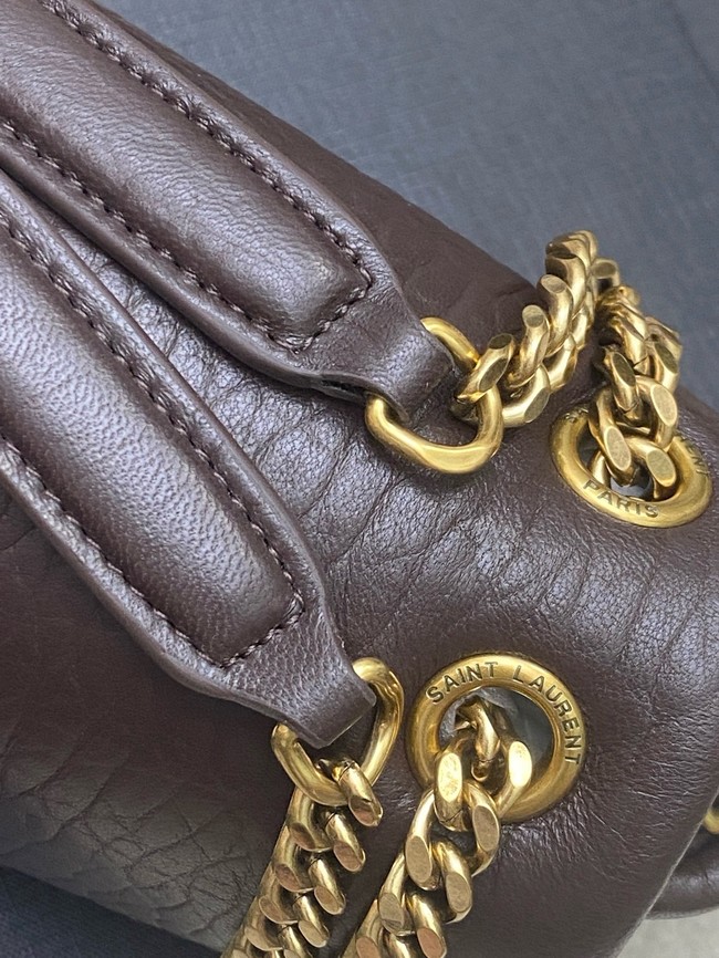 Saint Laurent CALYPSO SMALL IN GRAINED LAMBSKIN 734153 daek brown