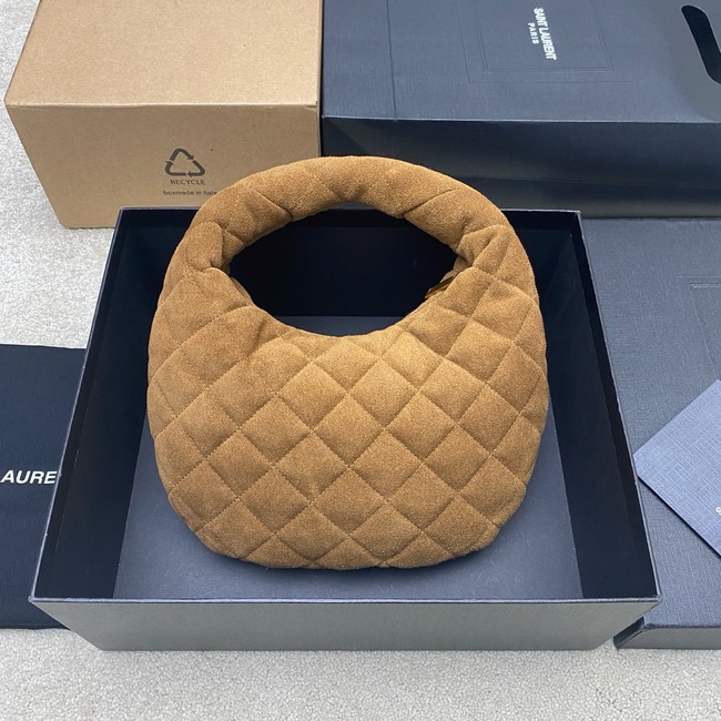 Saint Laurent ICARINO in plunged suede 851689 CARAMEL COGNAC