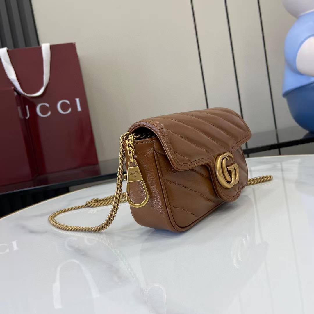 Gucci GG Marmont matelasse super mini bag 476433 brown