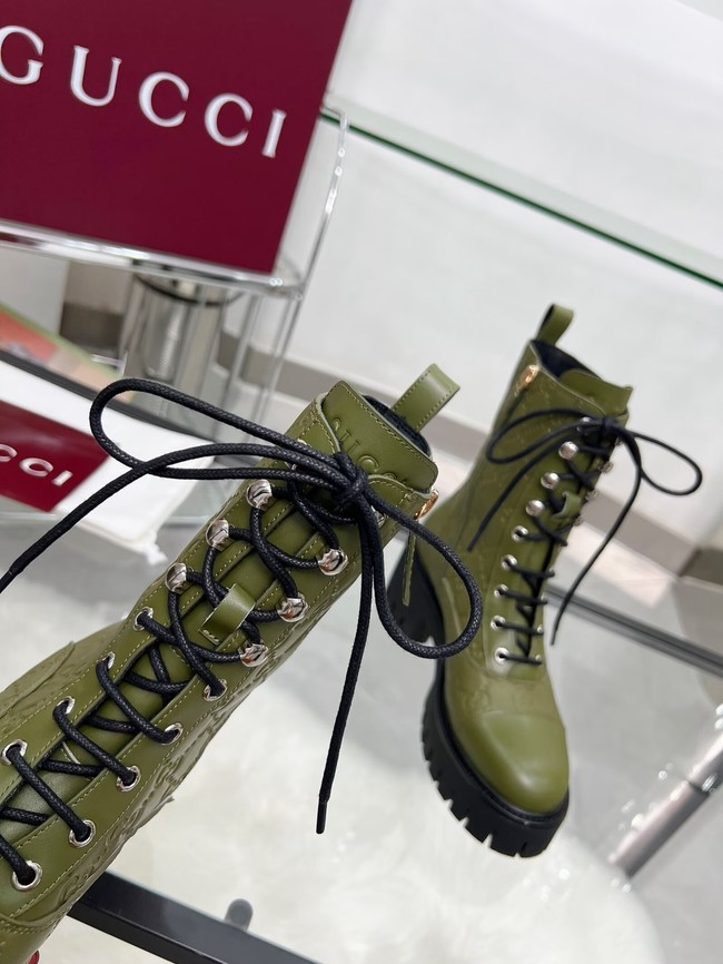 Gucci Womens lace-up ankle boot with GG 840739-2