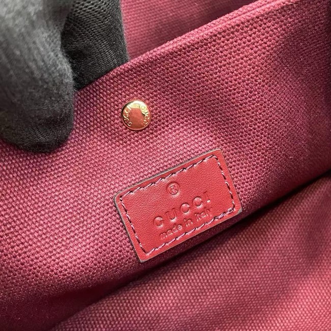 Gucci GG Emblem small bucket bag 815118 Rosso Ancora red