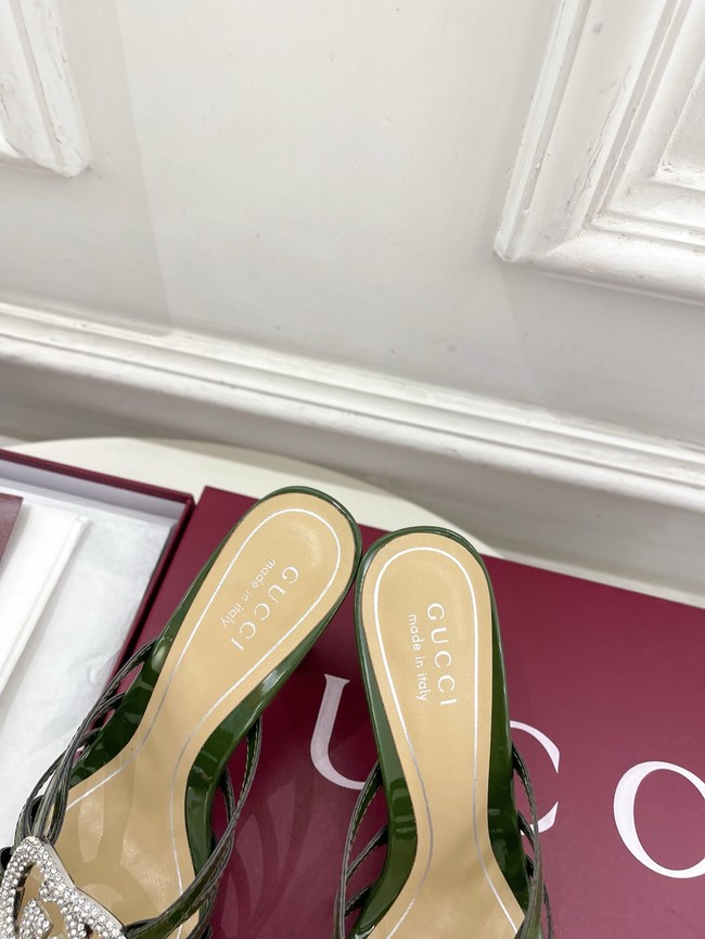 Gucci Womens slide sandal with crystal Interlocking G 852663-3