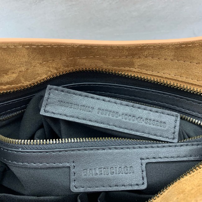 Balenciaga Le City medium suede tote bag 230582 camel