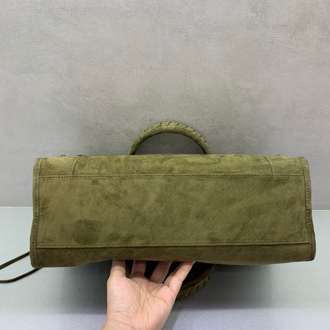 Balenciaga Le City medium suede tote bag 230582 green