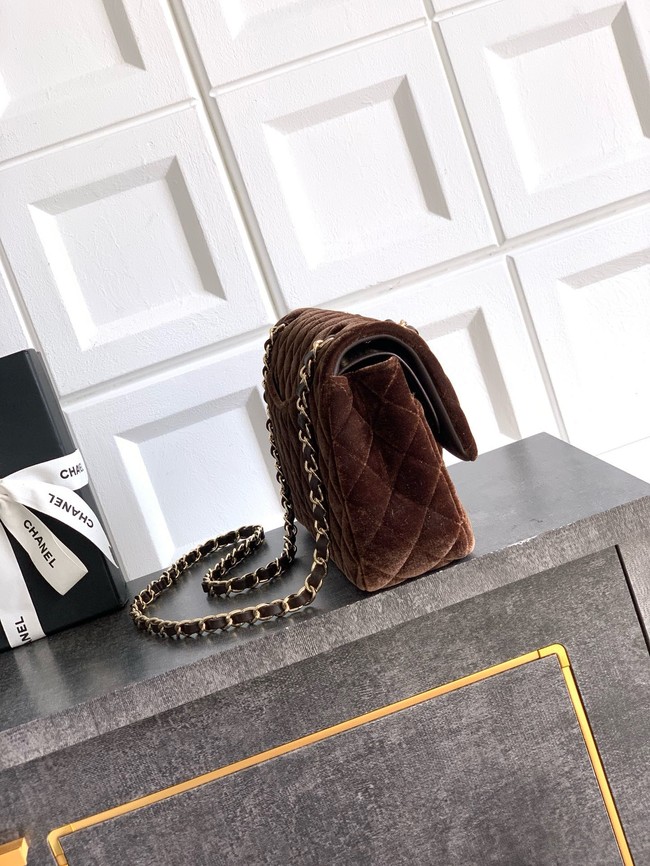 CHANEL Classic 11.12 Handbag velvet A01112 Coffee