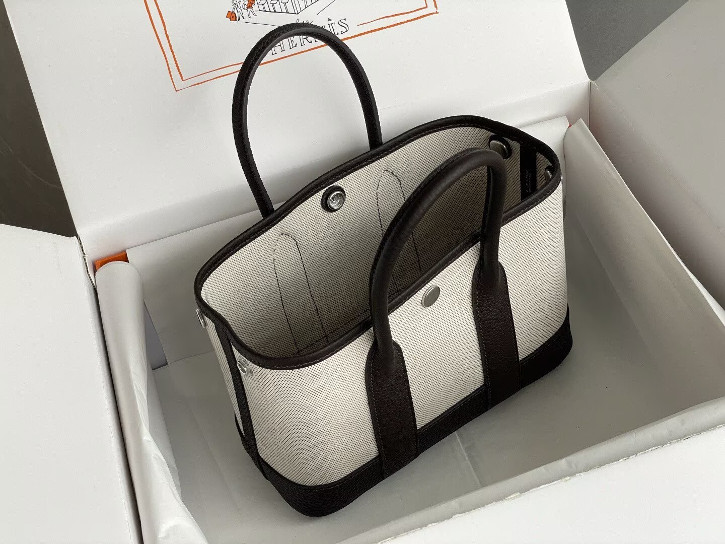 Hermes Mini Garden Party Tote Bags H3673 Black