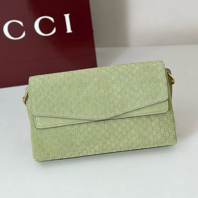 GUCCI Medium shoulder bag with chain Suede 857622 green