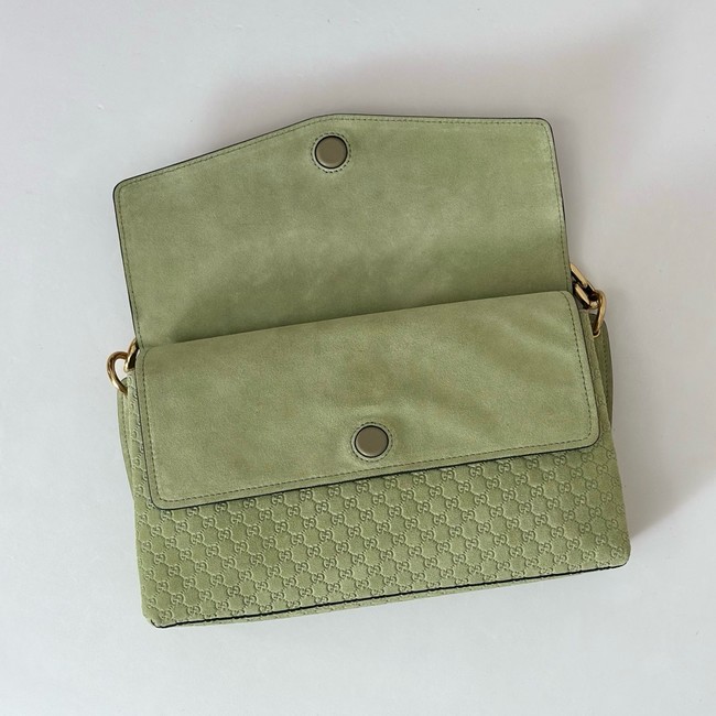 GUCCI Medium shoulder bag with chain Suede 857622 green