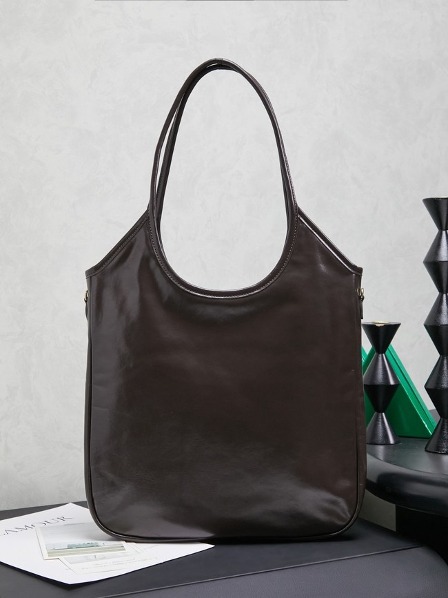 MIUMIU IVY leather handbag 5GB231 Dark brown