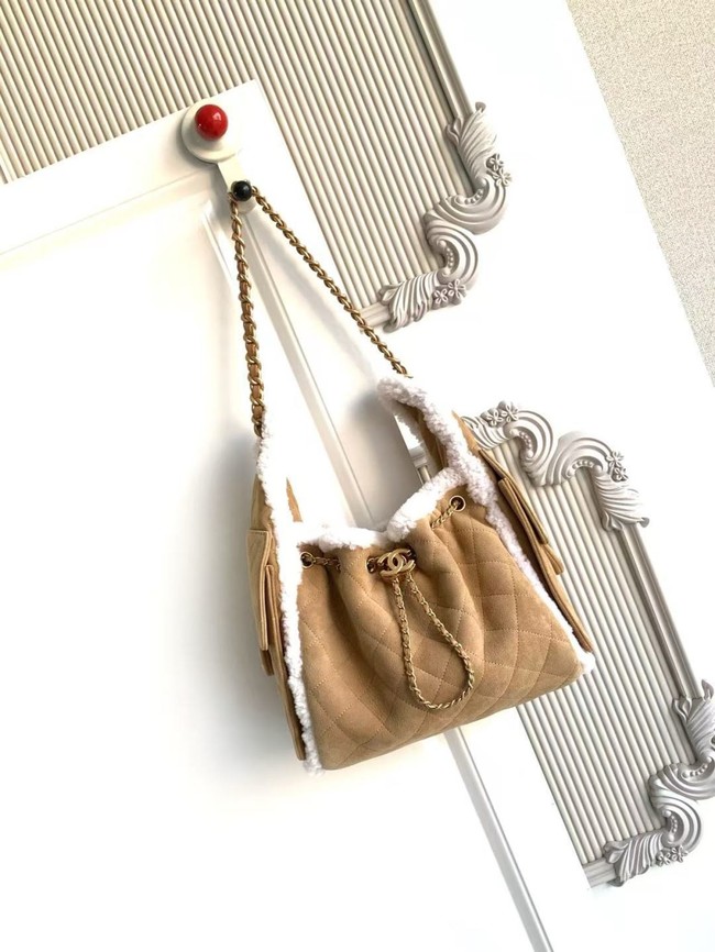 CHANEL 25 Handbag AS5293 Suede Calfskin brown