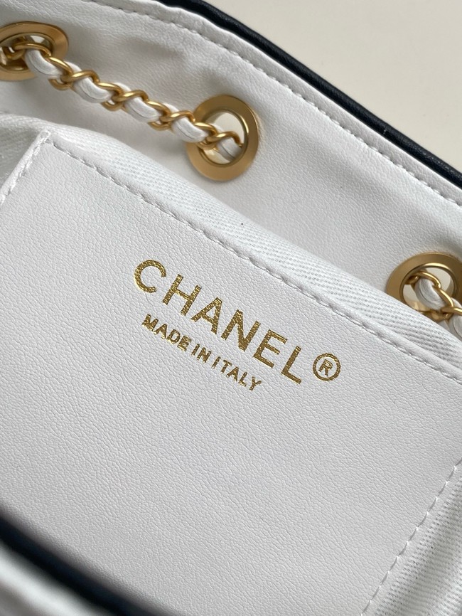 CHANEL 25 Small Handbag Printed Fabric AS5293 white