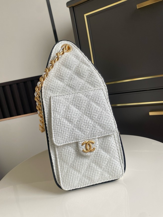 CHANEL 25 Small Handbag Printed Fabric AS5293 white