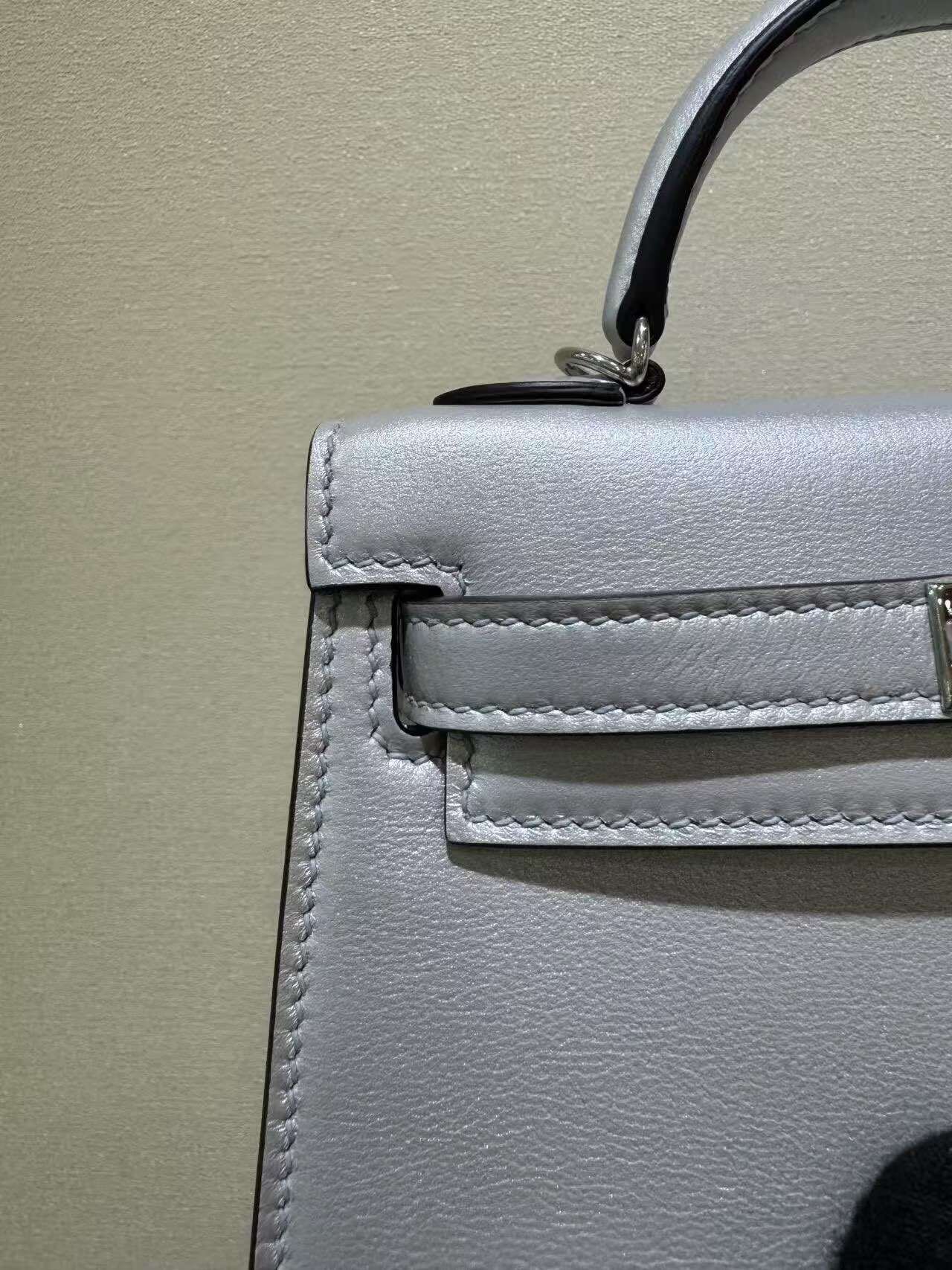 Hermes Kelly 19cm Shoulder Bags Original Swift Leather KL19 Silver