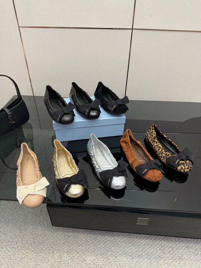 Prada Mordore nappa leather ballerinas with bow 55723-1