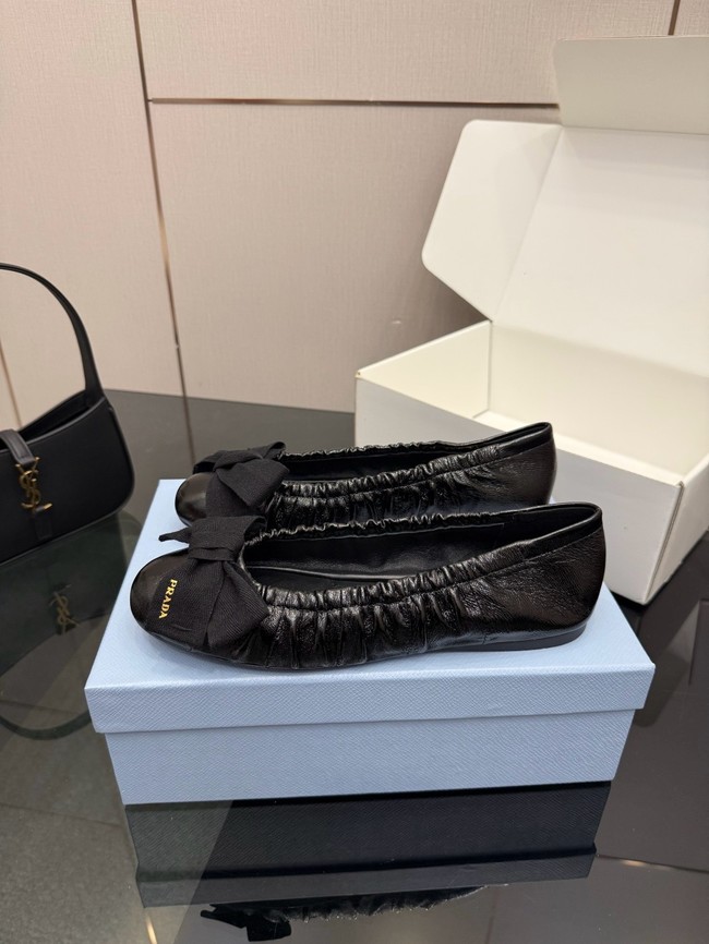 Prada Mordore nappa leather ballerinas with bow 55723-1