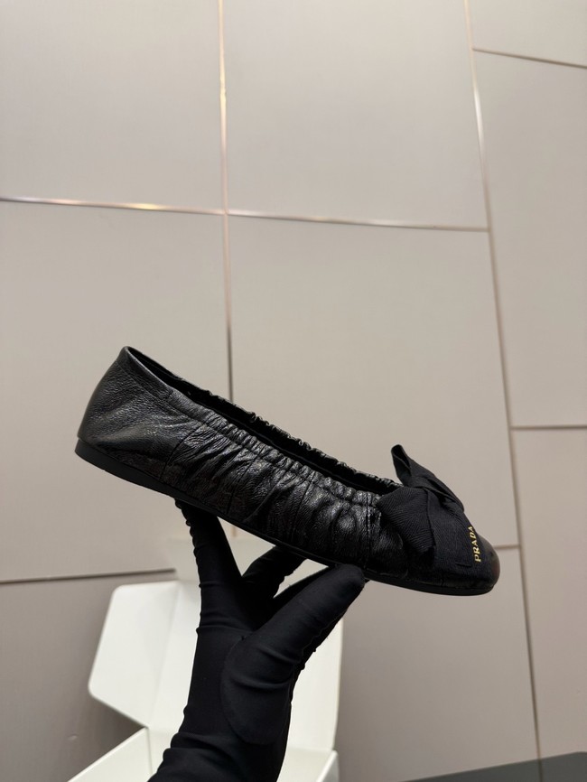 Prada Mordore nappa leather ballerinas with bow 55723-1