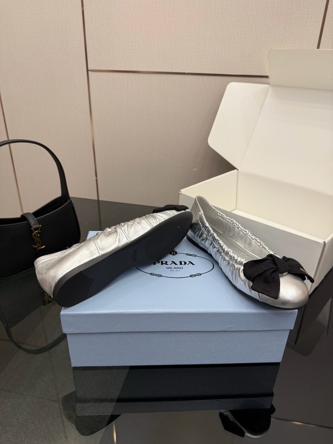 Prada Mordore nappa leather ballerinas with bow 55723-2