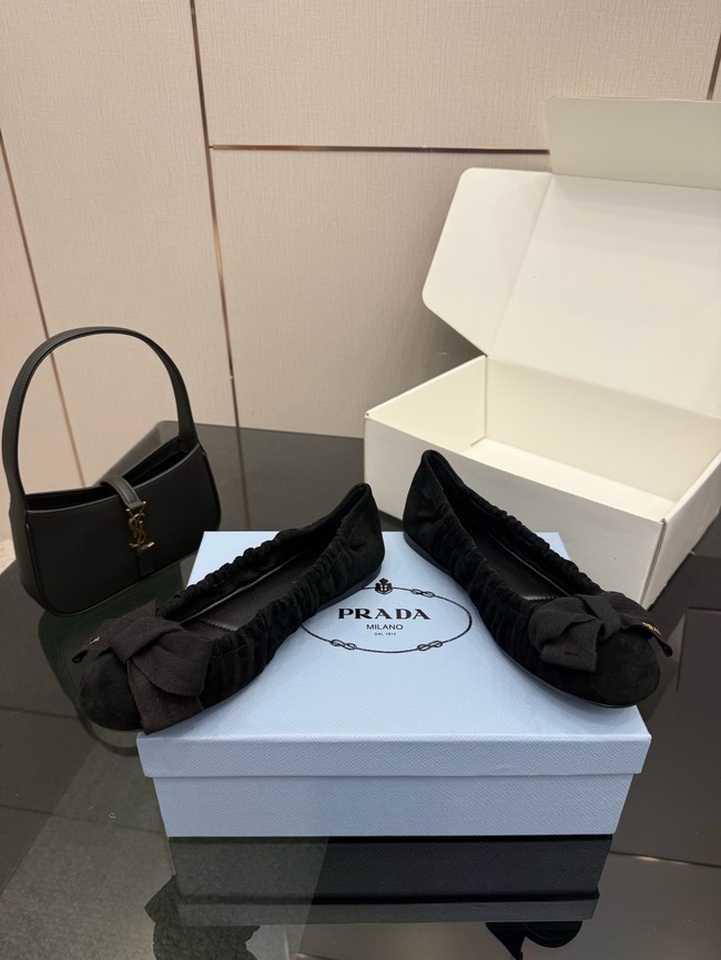 Prada Mordore nappa leather ballerinas with bow 55723-6