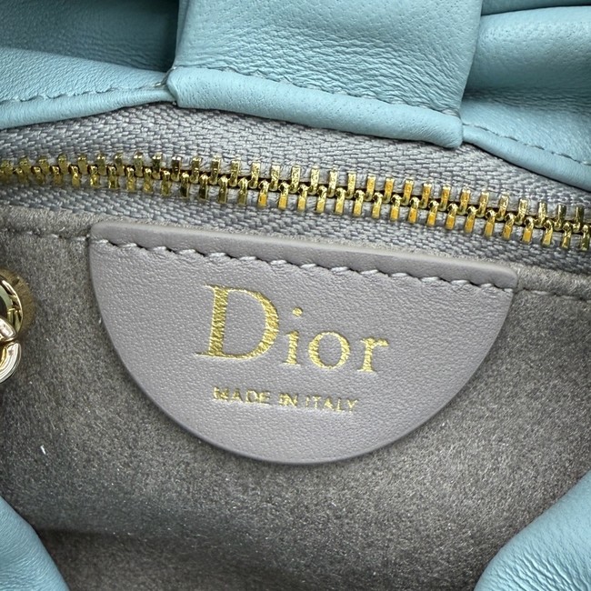 Small Dior Bow Bag Lambskin M0715O Bleu Tourmaline