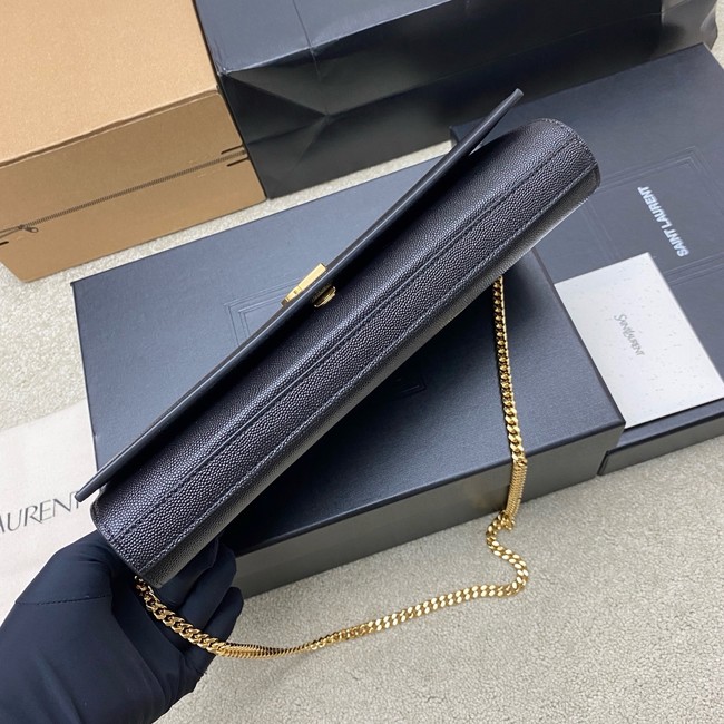 SAINT LAURENT KATE clutch in grain de poudre leather 851921 black