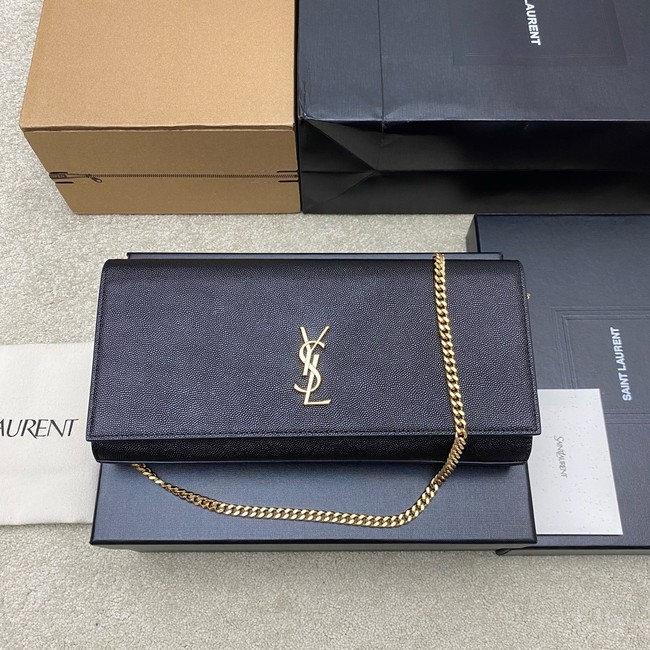SAINT LAURENT KATE clutch in grain de poudre leather 851921 black