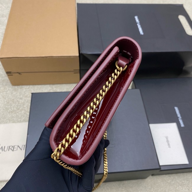 SAINT LAURENT KATE clutch in patent leather 851921 BURGUNDY