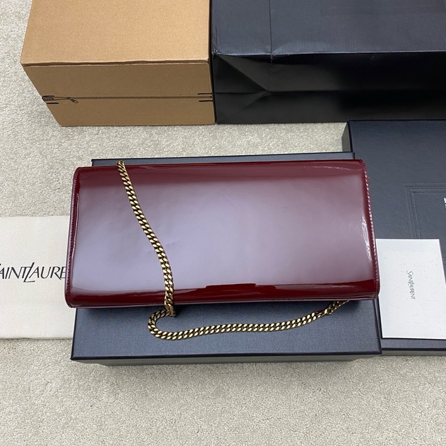 SAINT LAURENT KATE clutch in patent leather 851921 BURGUNDY