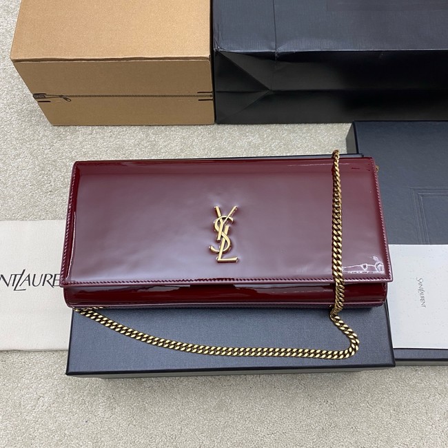 SAINT LAURENT KATE clutch in patent leather 851921 BURGUNDY