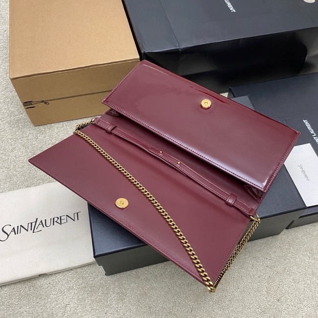 SAINT LAURENT KATE clutch in patent leather 851921 BURGUNDY