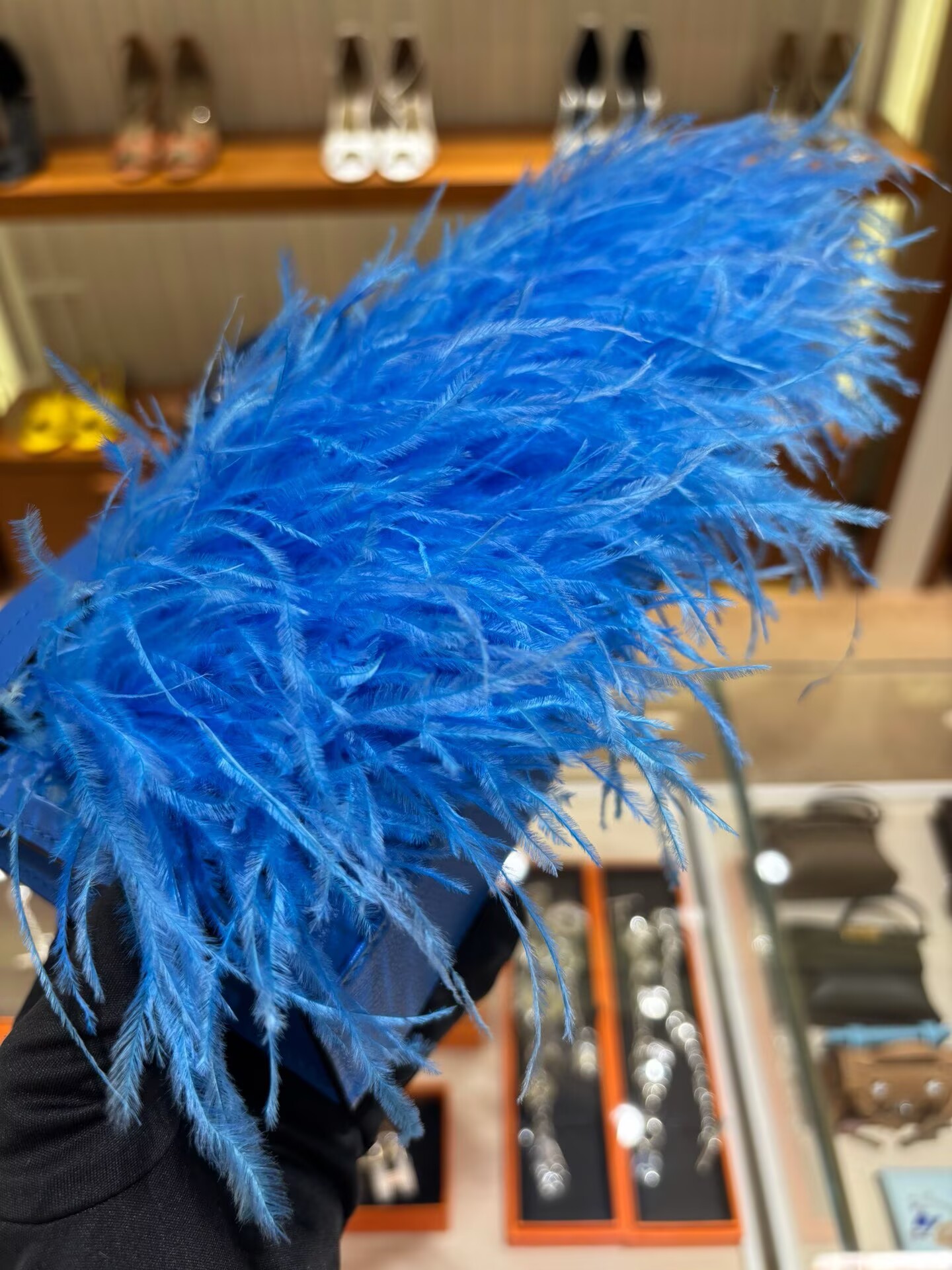 Hermes Kelly Elan Original Leather Ostich Feathers Bag 83210 Blue