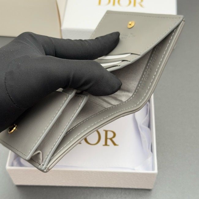 LADY DIOR LOTUS WALLET CANNAGE LAMBSKIN S0178 gray