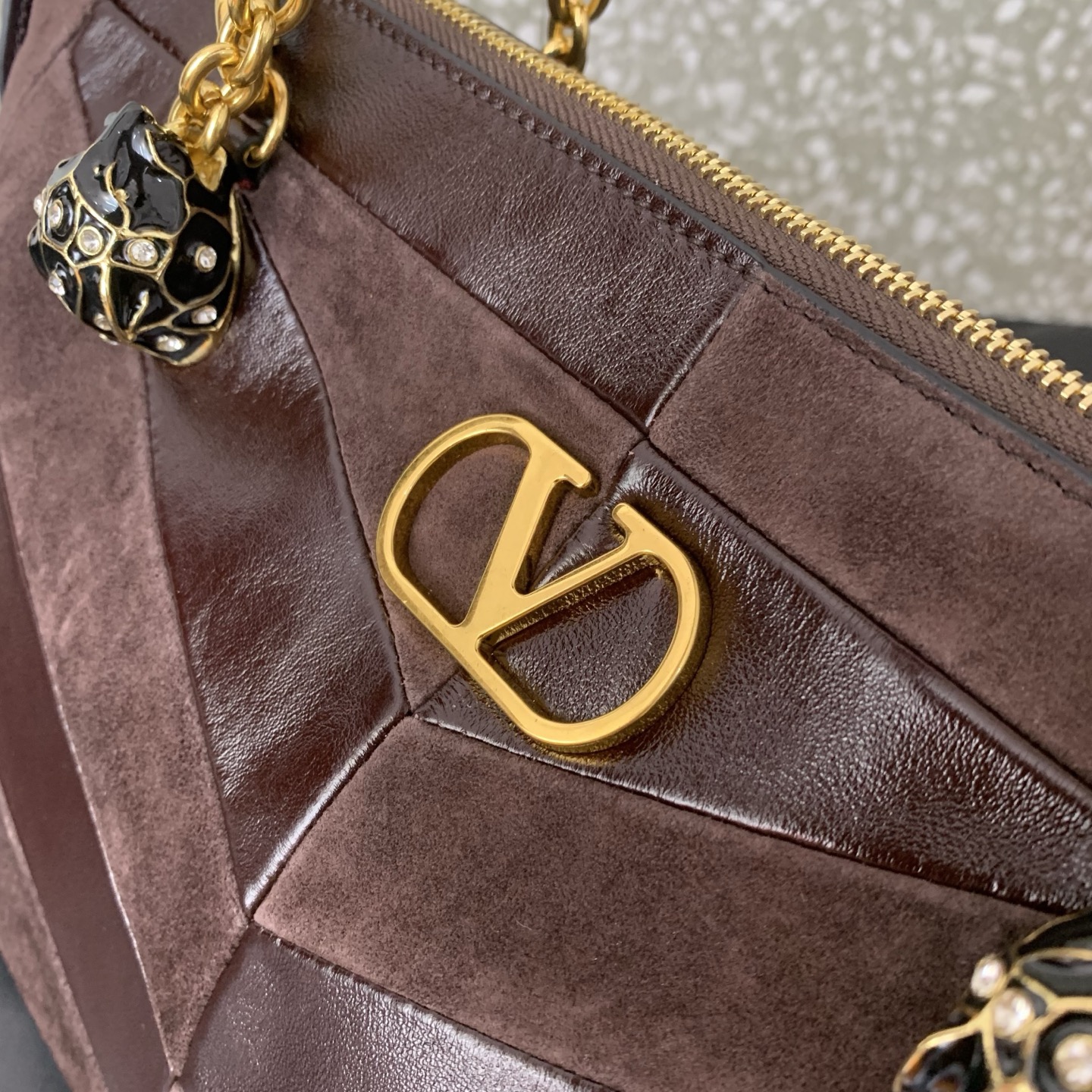 VALENTINO PANTHEA lambskin bag WB0S70 dark brown