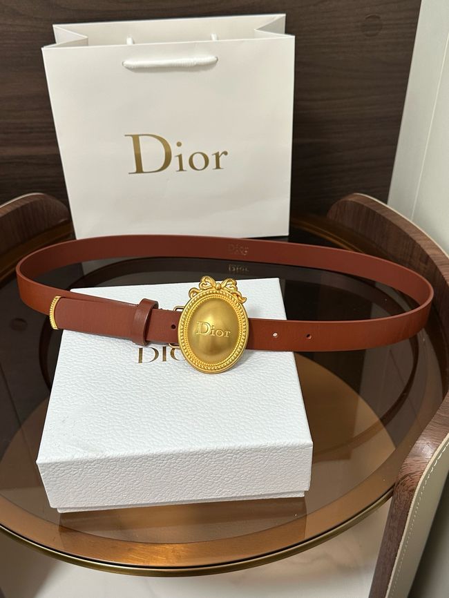 Dior Medaillon Belt Smooth Calfskin 25 MM B1022Q brown