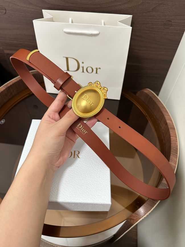 Dior Medaillon Belt Smooth Calfskin 25 MM B1022Q brown