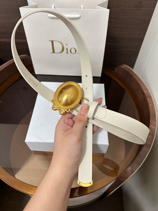 Dior Medaillon Belt Smooth Calfskin 25 MM B1022Q white