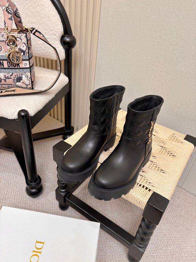 Diorly Ankle Boot Black Calfskin and Quilted Cannage Lambskin KCT291